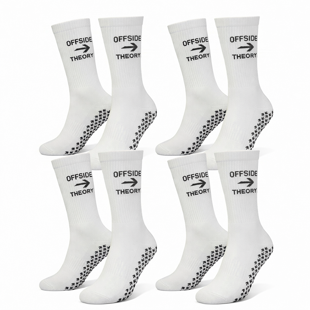 Offside Theory Elite Grip Socks White Bundle 4 Pairs