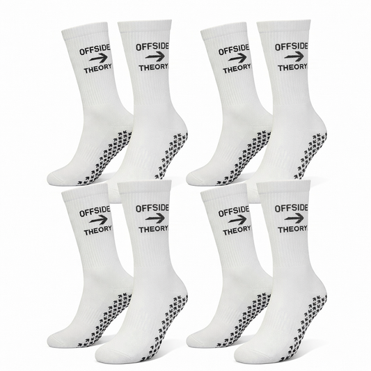 Offside Theory Elite Grip Socks White Bundle 4 Pairs